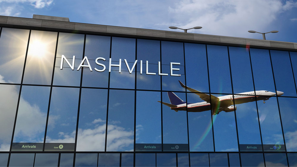 Nashville International Airport - Reflection of Airplane on Building - CRAVE Catering Events - Full Service Events Company - Latitude Longitude - Nashville Travel Tips